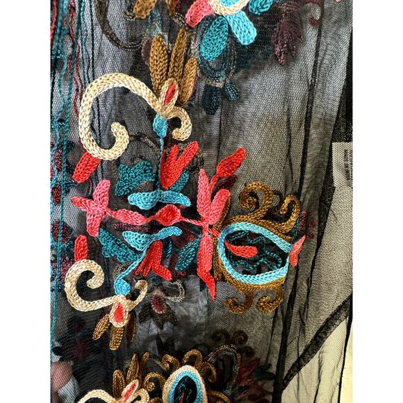 Scully Black Sheer Embroidered Blouse - Picture 6 of 8